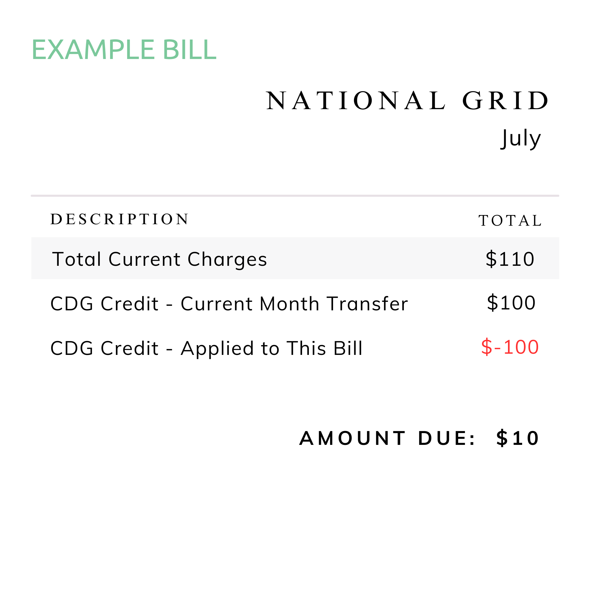 National Grid Example Bill Community Solar